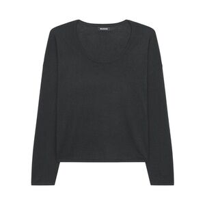 Naadam Ultra Fine Cashmere Scoop Top Cropped 100% Cashmere Sweater Charcoal